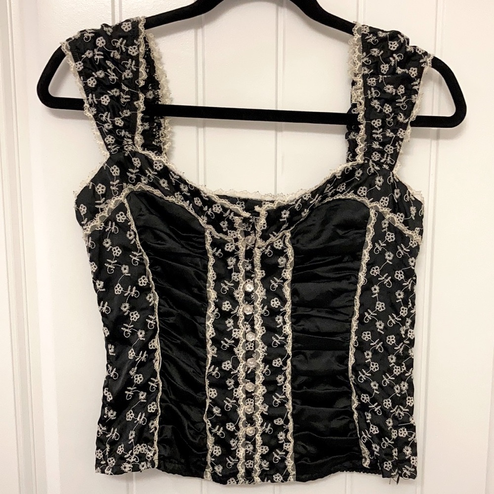 Silk and lace floral top